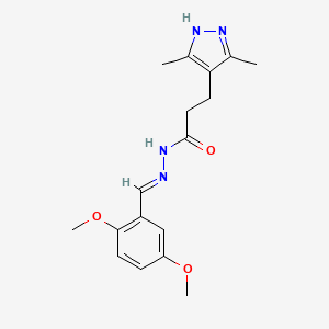 molecular formula C17H22N4O3 B2813184 (E)-N'-(2,5-二甲氧基苄基亚)-3-(3,5-二甲基-1H-吡唑-4-基)丙酰肼 CAS No. 634884-78-9