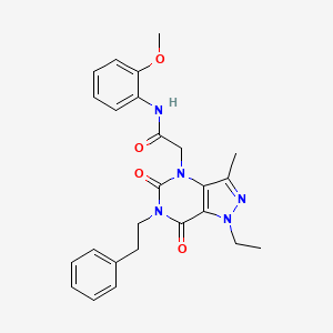 molecular formula C25H27N5O4 B2813186 2-(1-ethyl-3-methyl-5,7-dioxo-6-phenethyl-6,7-dihydro-1H-pyrazolo[4,3-d]pyrimidin-4(5H)-yl)-N-(2-methoxyphenyl)acetamide CAS No. 1189923-75-8