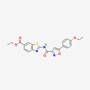 molecular formula C22H19N3O5S B2813190 ETHYL 2-[5-(4-ETHOXYPHENYL)-1,2-OXAZOLE-3-AMIDO]-1,3-BENZOTHIAZOLE-6-CARBOXYLATE CAS No. 898515-42-9