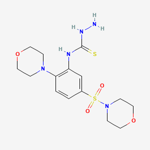 molecular formula C15H23N5O4S2 B2813194 1-Amino-3-(2-morpholin-4-yl-5-morpholin-4-ylsulfonylphenyl)thiourea CAS No. 726157-30-8