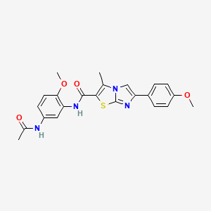 molecular formula C23H22N4O4S B2813211 N-(5-acetamido-2-methoxyphenyl)-6-(4-methoxyphenyl)-3-methylimidazo[2,1-b][1,3]thiazole-2-carboxamide CAS No. 852135-19-4