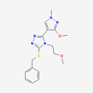 molecular formula C17H21N5O2S B2813213 3-(benzylthio)-5-(3-methoxy-1-methyl-1H-pyrazol-4-yl)-4-(2-methoxyethyl)-4H-1,2,4-triazole CAS No. 1014094-60-0
