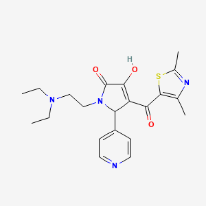 molecular formula C21H26N4O3S B2813221 1-(2-(diethylamino)ethyl)-4-(2,4-dimethylthiazole-5-carbonyl)-3-hydroxy-5-(pyridin-4-yl)-1H-pyrrol-2(5H)-one CAS No. 627823-41-0