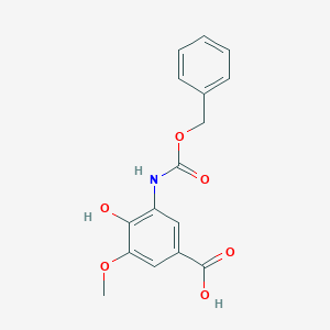 molecular formula C16H15NO6 B2813223 4-Hydroxy-3-methoxy-5-(phenylmethoxycarbonylamino)benzoic acid CAS No. 2287317-00-2