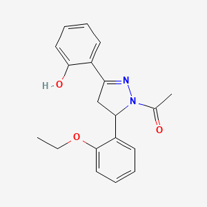 molecular formula C19H20N2O3 B2813226 1-(5-(2-ethoxyphenyl)-3-(2-hydroxyphenyl)-4,5-dihydro-1H-pyrazol-1-yl)ethanone CAS No. 871307-92-5