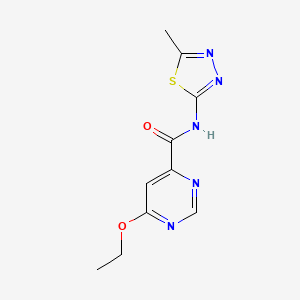molecular formula C10H11N5O2S B2813228 6-ethoxy-N-(5-methyl-1,3,4-thiadiazol-2-yl)pyrimidine-4-carboxamide CAS No. 2034250-14-9