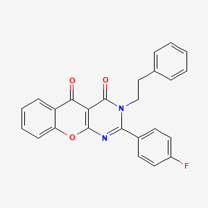 molecular formula C25H17FN2O3 B2813233 2-(4-fluorophenyl)-3-phenethyl-3H-chromeno[2,3-d]pyrimidine-4,5-dione CAS No. 896824-55-8