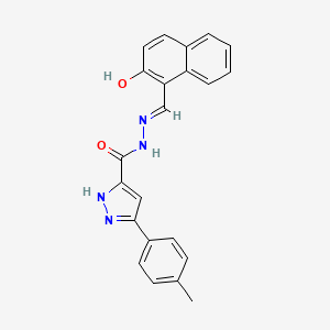 molecular formula C22H18N4O2 B2813236 (E)-N'-((2-hydroxynaphthalen-1-yl)methylene)-3-(p-tolyl)-1H-pyrazole-5-carbohydrazide CAS No. 306300-67-4