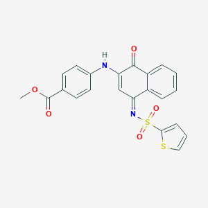 molecular formula C22H16N2O5S2 B281324 METHYL 4-{[(4Z)-1-OXO-4-[(THIOPHENE-2-SULFONYL)IMINO]-1,4-DIHYDRONAPHTHALEN-2-YL]AMINO}BENZOATE 