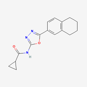 molecular formula C16H17N3O2 B2813240 N-(5-(5,6,7,8-tetrahydronaphthalen-2-yl)-1,3,4-oxadiazol-2-yl)cyclopropanecarboxamide CAS No. 851095-85-7