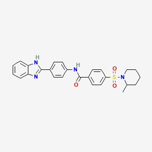 molecular formula C26H26N4O3S B2813242 N-(4-(1H-benzo[d]imidazol-2-yl)phenyl)-4-((2-methylpiperidin-1-yl)sulfonyl)benzamide CAS No. 683767-40-0