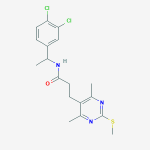 molecular formula C18H21Cl2N3OS B2813246 N-[1-(3,4-dichlorophenyl)ethyl]-3-[4,6-dimethyl-2-(methylsulfanyl)pyrimidin-5-yl]propanamide CAS No. 1030820-77-9