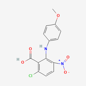 molecular formula C14H11ClN2O5 B2813258 6-Chloro-2-(4-methoxyanilino)-3-nitrobenzoic acid CAS No. 55776-09-5