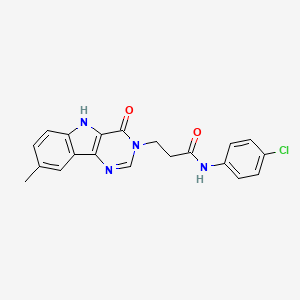 B2813263 N-(4-chlorophenyl)-3-(8-methyl-4-oxo-4,5-dihydro-3H-pyrimido[5,4-b]indol-3-yl)propanamide CAS No. 1206984-89-5