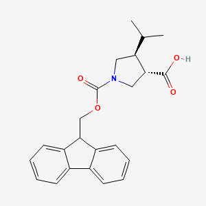 molecular formula C23H25NO4 B2813266 rac-(3R,4R)-1-{[(9H-fluoren-9-yl)methoxy]carbonyl}-4-(propan-2-yl)pyrrolidine-3-carboxylicacid CAS No. 2287246-74-4