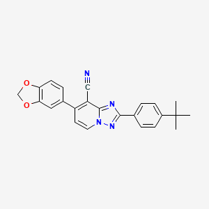 molecular formula C24H20N4O2 B2813271 7-(1,3-Benzodioxol-5-yl)-2-[4-(tert-butyl)phenyl][1,2,4]triazolo[1,5-a]pyridine-8-carbonitrile CAS No. 860650-45-9