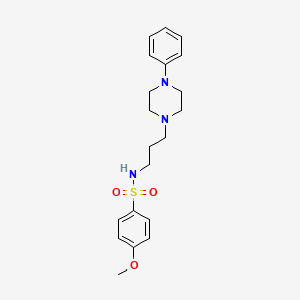 molecular formula C20H27N3O3S B2813274 4-methoxy-N-[3-(4-phenylpiperazin-1-yl)propyl]benzene-1-sulfonamide CAS No. 1034266-12-0