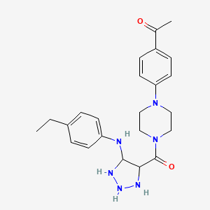 molecular formula C23H26N6O2 B2813276 1-[4-(4-{5-[(4-乙基苯基)氨基]-1H-1,2,3-噻唑-4-甲酰基}哌嗪-1-基)苯基]乙酮 CAS No. 1291843-17-8
