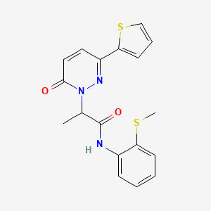 molecular formula C18H17N3O2S2 B2813278 N-(2-(methylthio)phenyl)-2-(6-oxo-3-(thiophen-2-yl)pyridazin-1(6H)-yl)propanamide CAS No. 1251560-29-8