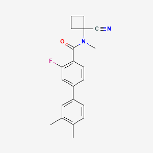 molecular formula C21H21FN2O B2813281 N-(1-cyanocyclobutyl)-3-fluoro-N,3',4'-trimethyl-[1,1'-biphenyl]-4-carboxamide CAS No. 1808722-00-0
