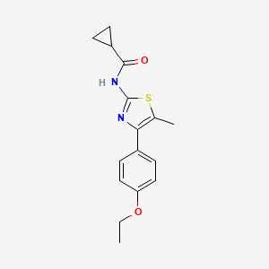 molecular formula C16H18N2O2S B2813284 N-[4-(4-ethoxyphenyl)-5-methyl-1,3-thiazol-2-yl]cyclopropanecarboxamide CAS No. 536733-03-6