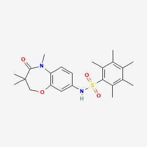 molecular formula C23H30N2O4S B2813287 2,3,4,5,6-pentamethyl-N-(3,3,5-trimethyl-4-oxo-2,3,4,5-tetrahydrobenzo[b][1,4]oxazepin-8-yl)benzenesulfonamide CAS No. 922096-85-3