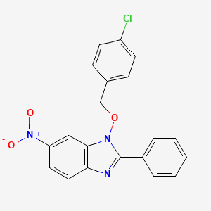 molecular formula C20H14ClN3O3 B2813290 1-[(4-chlorobenzyl)oxy]-6-nitro-2-phenyl-1H-1,3-benzimidazole CAS No. 282523-57-3