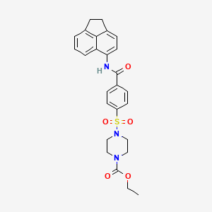 molecular formula C26H27N3O5S B2813291 Ethyl 4-((4-((1,2-dihydroacenaphthylen-5-yl)carbamoyl)phenyl)sulfonyl)piperazine-1-carboxylate CAS No. 398998-63-5