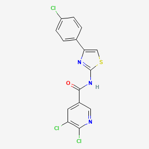 molecular formula C15H8Cl3N3OS B2813296 5,6-dichloro-N-[4-(4-chlorophenyl)-1,3-thiazol-2-yl]pyridine-3-carboxamide CAS No. 929989-57-1