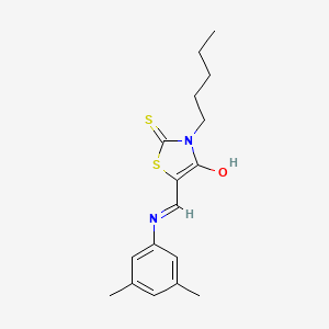 molecular formula C17H22N2OS2 B2813297 (E)-5-(((3,5-dimethylphenyl)amino)methylene)-3-pentyl-2-thioxothiazolidin-4-one CAS No. 881571-08-0