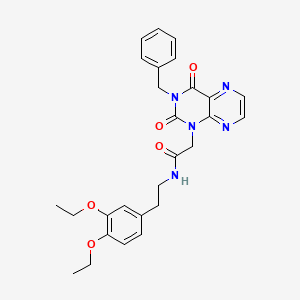 molecular formula C27H29N5O5 B2813303 2-(3-benzyl-2,4-dioxo-3,4-dihydropteridin-1(2H)-yl)-N-(3,4-diethoxyphenethyl)acetamide CAS No. 1358045-79-0
