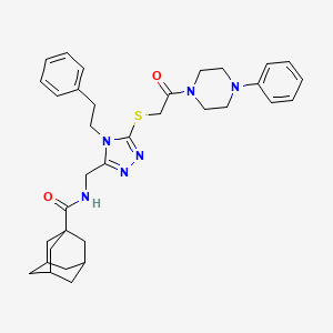 molecular formula C34H42N6O2S B2813310 (1s,3s)-N-((5-((2-oxo-2-(4-phenylpiperazin-1-yl)ethyl)thio)-4-phenethyl-4H-1,2,4-triazol-3-yl)methyl)adamantane-1-carboxamide CAS No. 477303-85-8