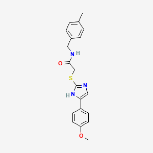 molecular formula C20H21N3O2S B2813311 2-((5-(4-methoxyphenyl)-1H-imidazol-2-yl)thio)-N-(4-methylbenzyl)acetamide CAS No. 941912-02-3