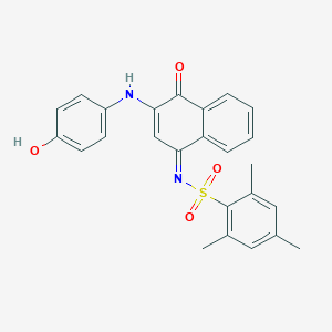 molecular formula C25H22N2O4S B281334 N-[(1Z)-3-[(4-HYDROXYPHENYL)AMINO]-4-OXO-1,4-DIHYDRONAPHTHALEN-1-YLIDENE]-2,4,6-TRIMETHYLBENZENE-1-SULFONAMIDE 