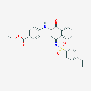 molecular formula C27H24N2O5S B281336 ETHYL 4-{[(4Z)-4-[(4-ETHYLBENZENESULFONYL)IMINO]-1-OXO-1,4-DIHYDRONAPHTHALEN-2-YL]AMINO}BENZOATE 