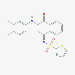 molecular formula C22H18N2O3S2 B281339 N-[(1Z)-3-[(3,4-DIMETHYLPHENYL)AMINO]-4-OXO-1,4-DIHYDRONAPHTHALEN-1-YLIDENE]THIOPHENE-2-SULFONAMIDE 