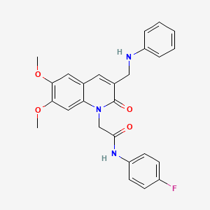 molecular formula C26H24FN3O4 B2813402 2-{6,7-dimethoxy-2-oxo-3-[(phenylamino)methyl]-1,2-dihydroquinolin-1-yl}-N-(4-fluorophenyl)acetamide CAS No. 894548-64-2