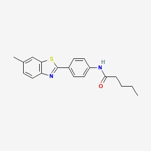 molecular formula C19H20N2OS B2813404 N-[4-(6-methyl-1,3-benzothiazol-2-yl)phenyl]pentanamide CAS No. 289490-98-8