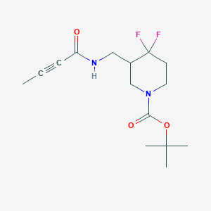 molecular formula C15H22F2N2O3 B2813406 Tert-butyl 3-[(but-2-ynoylamino)methyl]-4,4-difluoropiperidine-1-carboxylate CAS No. 2411299-32-4
