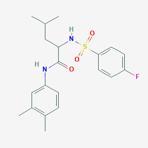 molecular formula C20H25FN2O3S B2813414 N-(3,4-dimethylphenyl)-2-(4-fluorobenzenesulfonamido)-4-methylpentanamide CAS No. 317378-00-0