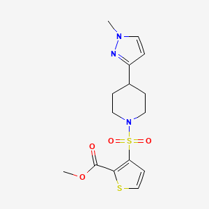 molecular formula C15H19N3O4S2 B2813429 methyl 3-((4-(1-methyl-1H-pyrazol-3-yl)piperidin-1-yl)sulfonyl)thiophene-2-carboxylate CAS No. 2034202-32-7