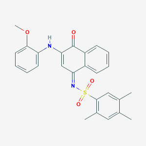 molecular formula C26H24N2O4S B281343 N-[(1Z)-3-[(2-METHOXYPHENYL)AMINO]-4-OXO-1,4-DIHYDRONAPHTHALEN-1-YLIDENE]-2,4,5-TRIMETHYLBENZENE-1-SULFONAMIDE 