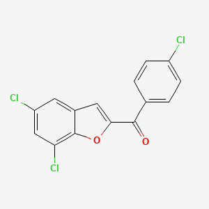 molecular formula C15H7Cl3O2 B2813437 5,7-DICHLORO-2-(4-CHLOROBENZOYL)BENZOFURAN CAS No. 83806-56-8