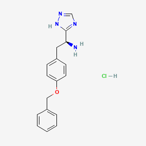(1S)-2-(4-Phenylmethoxyphenyl)-1-(1H-1,2,4-triazol-5-yl)ethanamine;hydrochloride