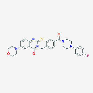 3-({4-[4-(4-Fluorophenyl)piperazine-1-carbonyl]phenyl}methyl)-6-(morpholin-4-yl)-2-sulfanylidene-1,2,3,4-tetrahydroquinazolin-4-one