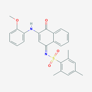 molecular formula C26H24N2O4S B281349 N-[(1Z)-3-[(2-METHOXYPHENYL)AMINO]-4-OXO-1,4-DIHYDRONAPHTHALEN-1-YLIDENE]-2,4,6-TRIMETHYLBENZENE-1-SULFONAMIDE 