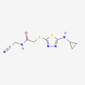 molecular formula C9H11N5OS2 B2813500 N-(cyanomethyl)-2-{[5-(cyclopropylamino)-1,3,4-thiadiazol-2-yl]sulfanyl}acetamide CAS No. 1281063-47-5