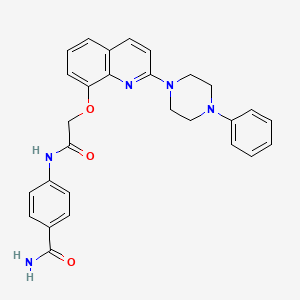 4-(2-((2-(4-Phenylpiperazin-1-yl)quinolin-8-yl)oxy)acetamido)benzamide