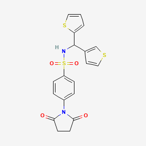 4-(2,5-dioxopyrrolidin-1-yl)-N-(thiophen-2-yl(thiophen-3-yl)methyl)benzenesulfonamide