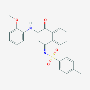 molecular formula C24H20N2O4S B281352 N-[(1Z)-3-[(2-METHOXYPHENYL)AMINO]-4-OXO-1,4-DIHYDRONAPHTHALEN-1-YLIDENE]-4-METHYLBENZENE-1-SULFONAMIDE 